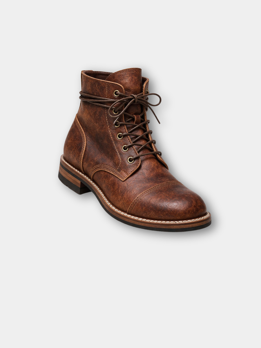 WISEMERE™ | Distressed Leather Lace-Up Work Boots