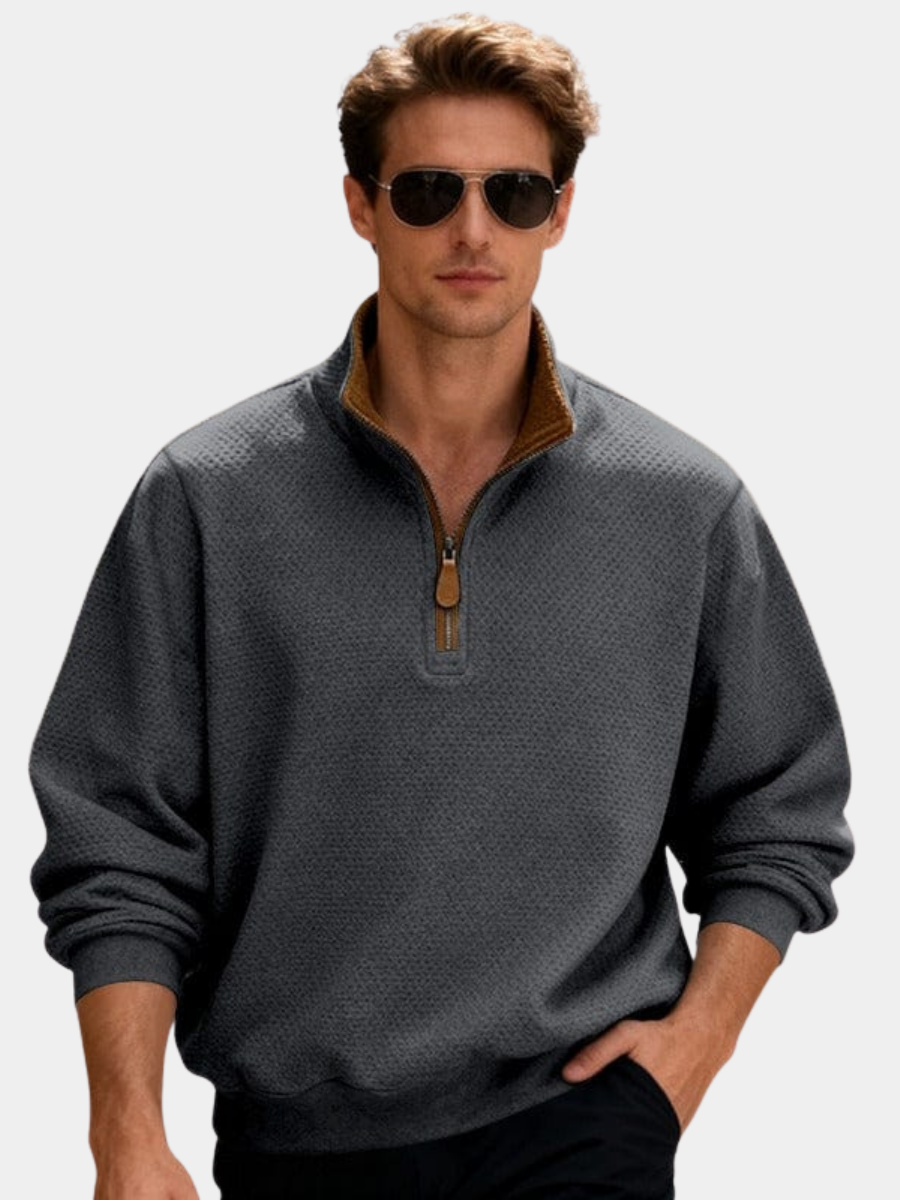 WISEMERE | TEXTURED ZIPPER SWEATER FOR MEN