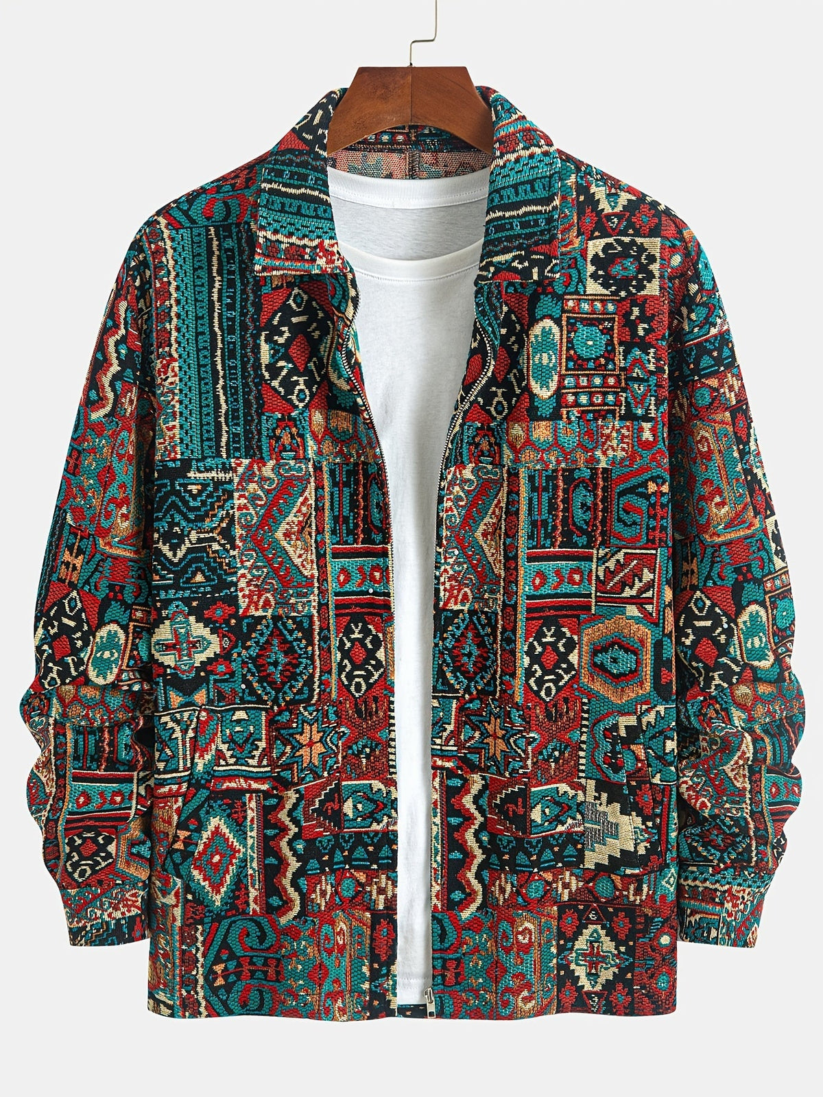 WISEMERE™ | Patterned Lapel Zip Jacket