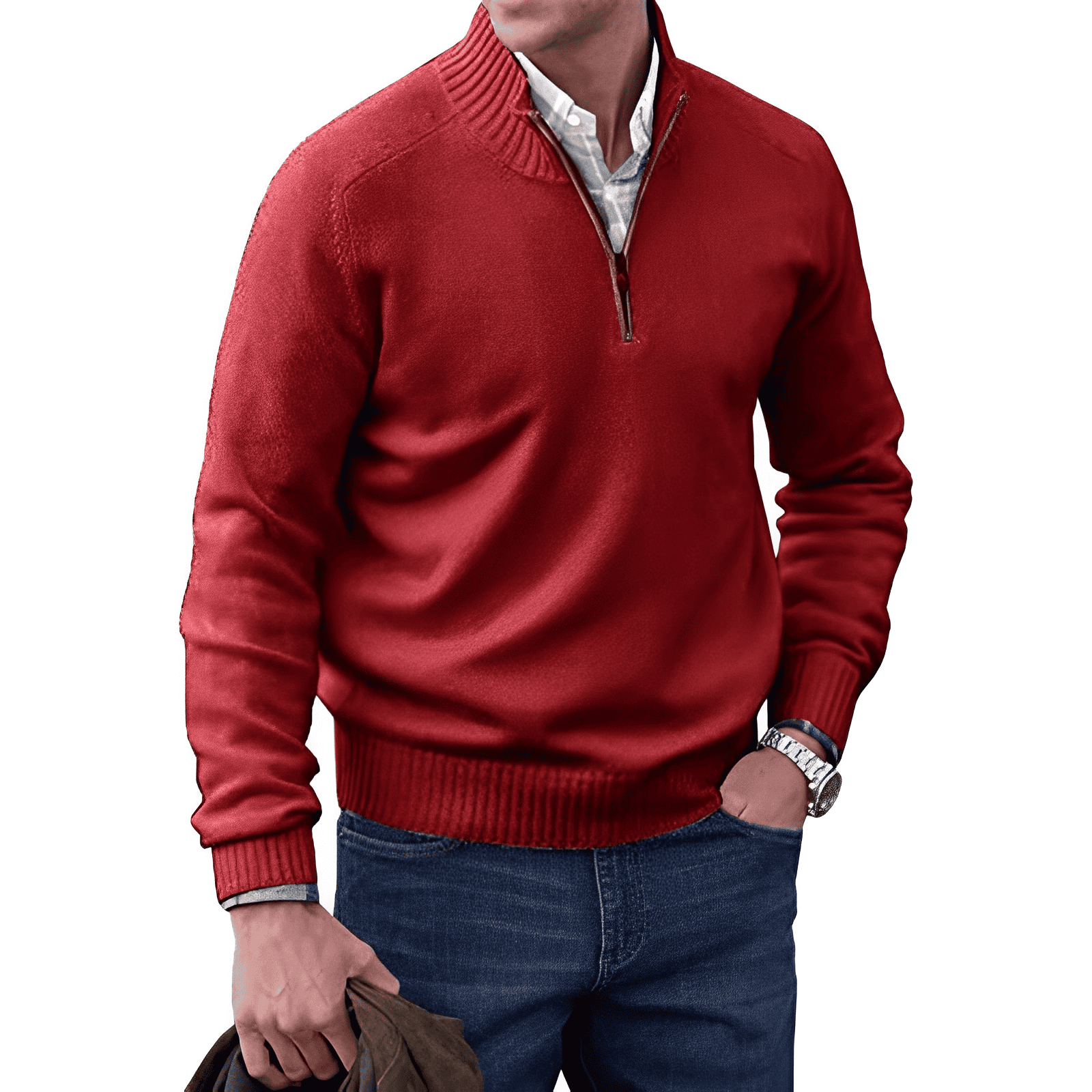 WISEMERE | ZIPPERED KNIT PULLOVER FOR MEN