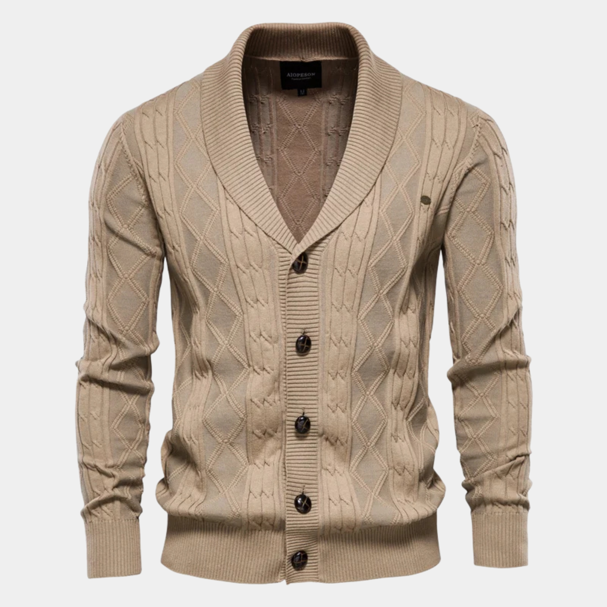 WISEMERE™ | Men's Shawl Collar Cable Knit Cardigan