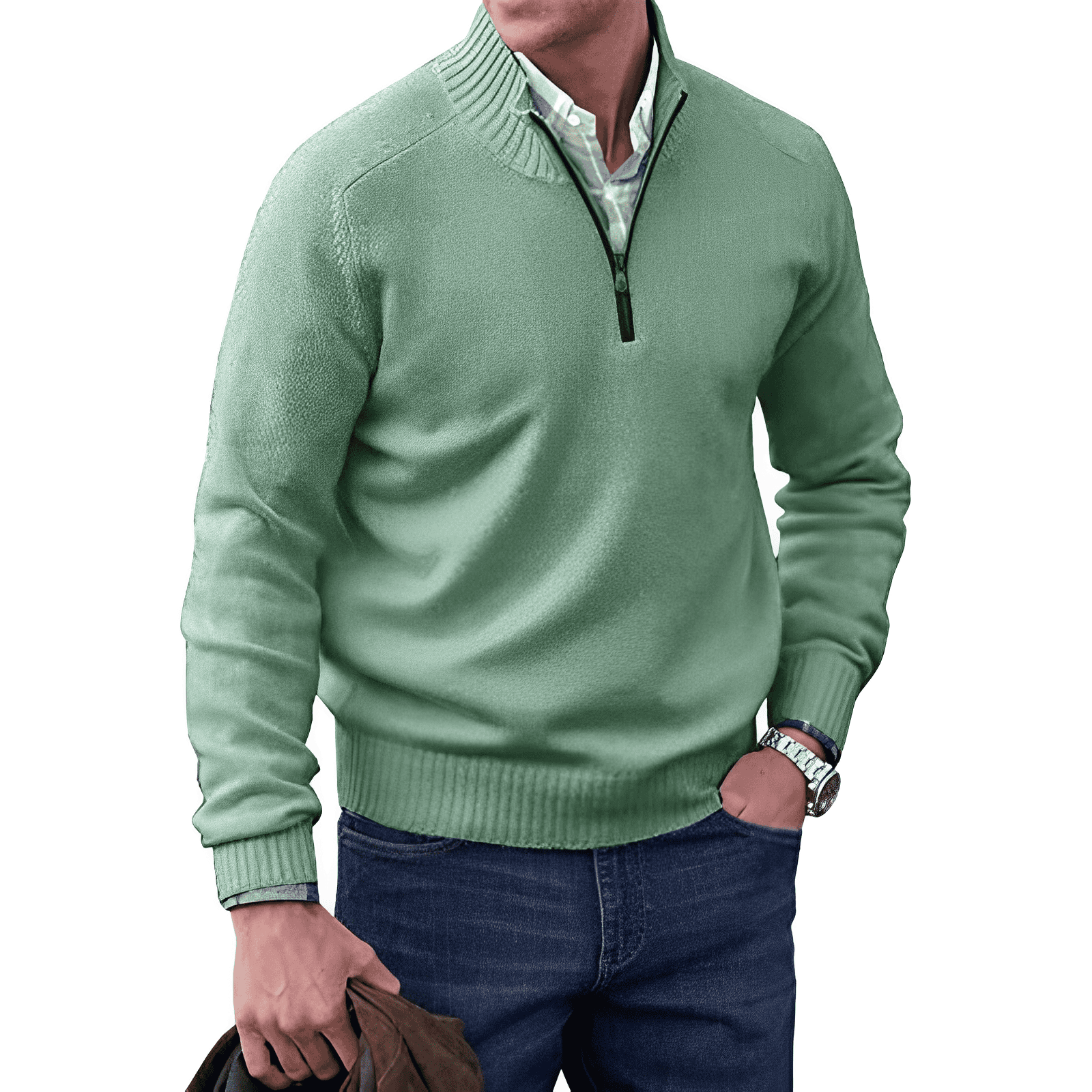 WISEMERE | ZIPPERED KNIT PULLOVER FOR MEN