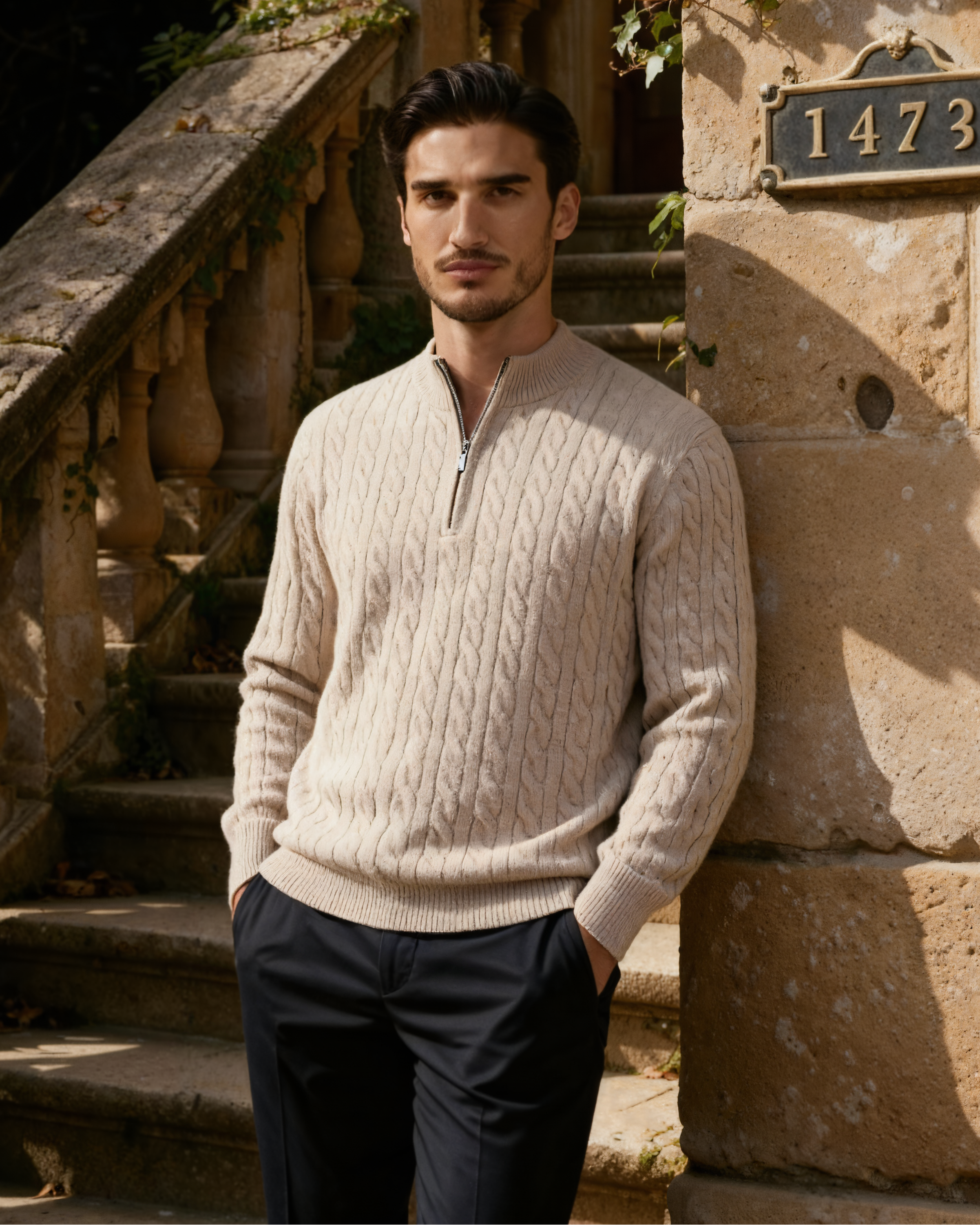 WISEMERE | CASHMERE WOVEN HALF ZIP