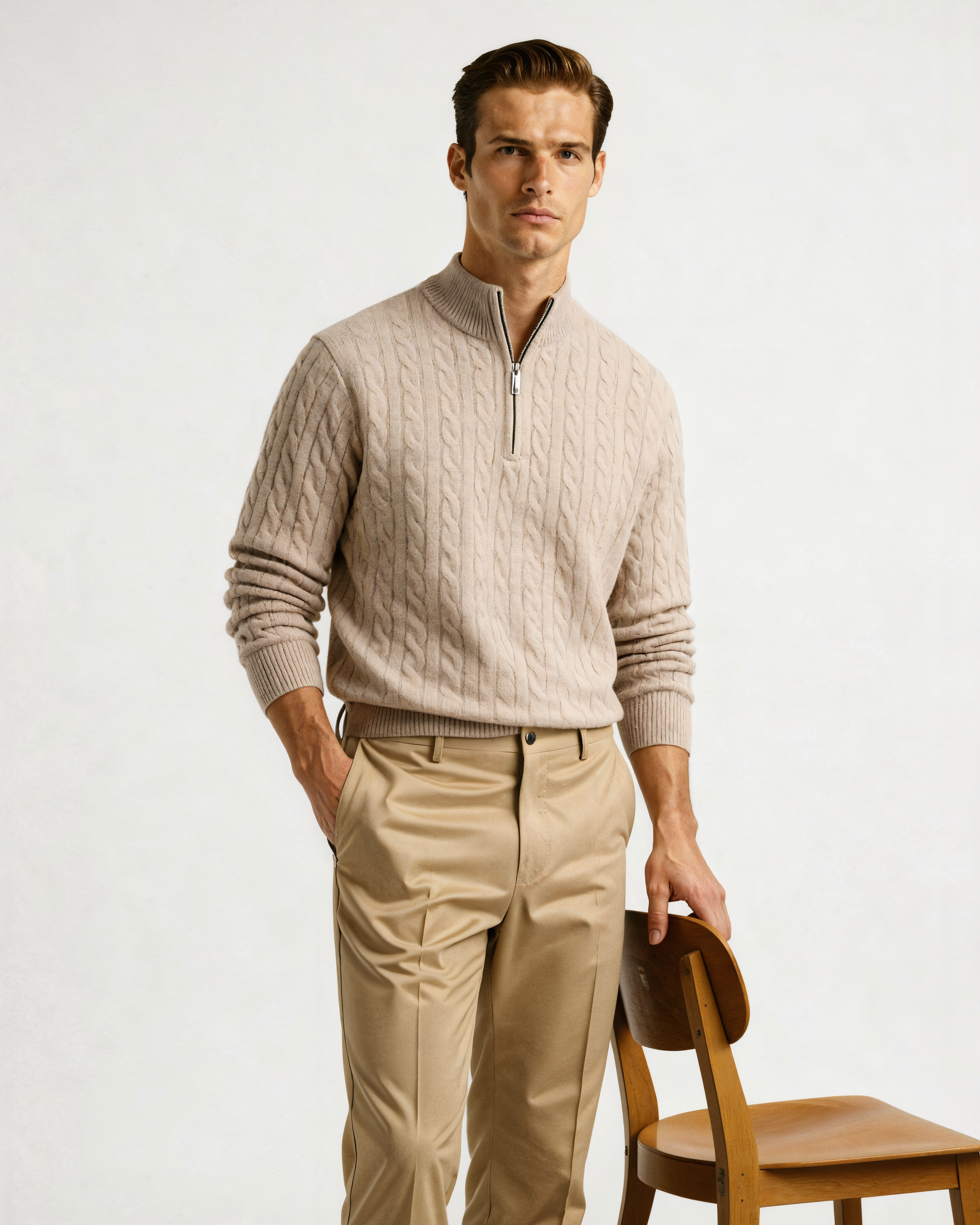 WISEMERE | CASHMERE WOVEN HALF ZIP