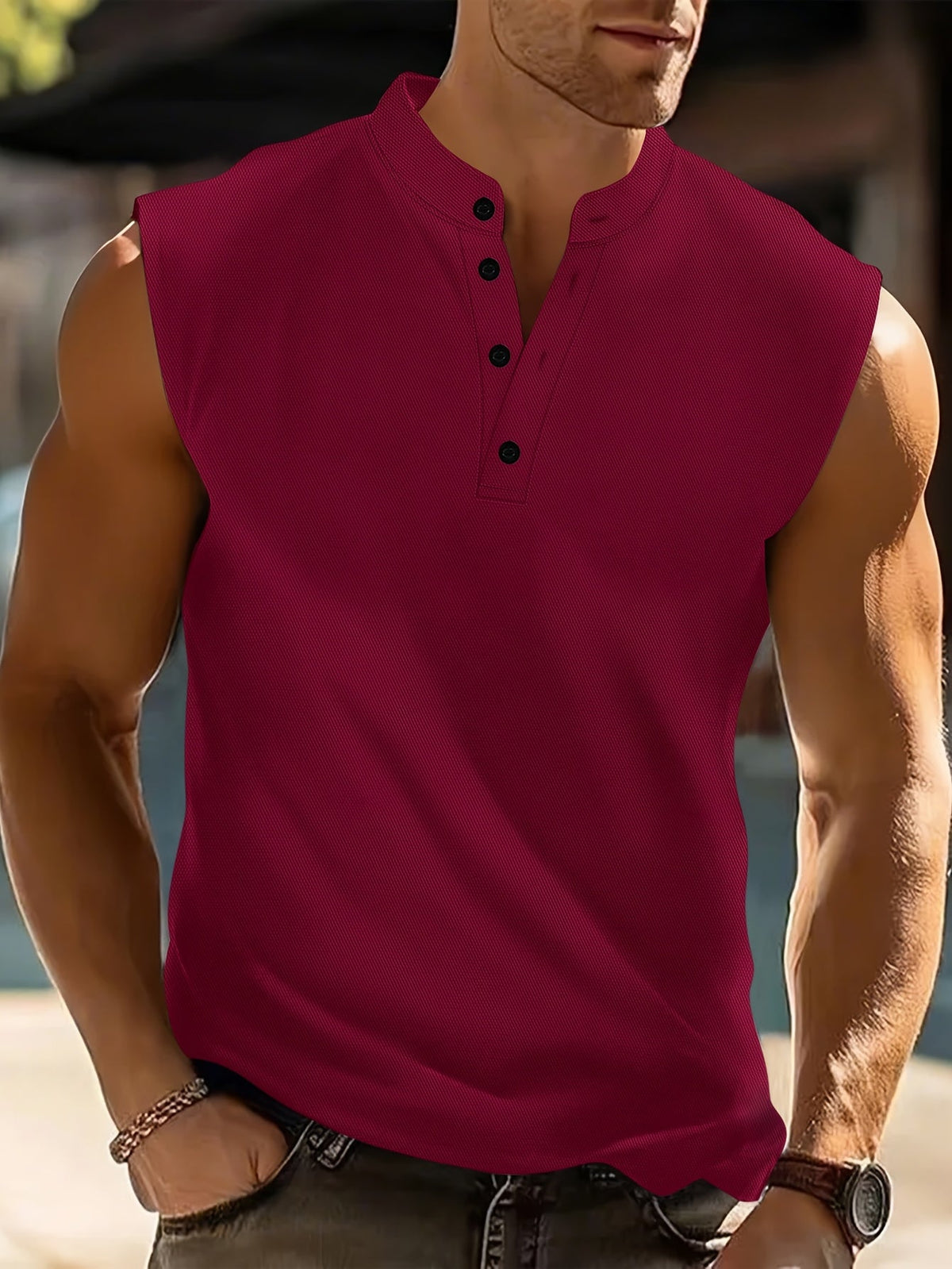 WISEMERE™ | Men's Sleeveless Knit Button-Up
