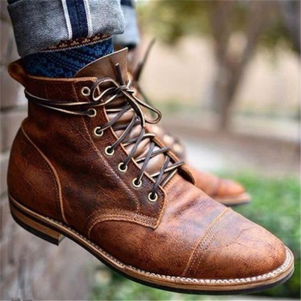 WISEMERE™ | Distressed Leather Lace-Up Work Boots