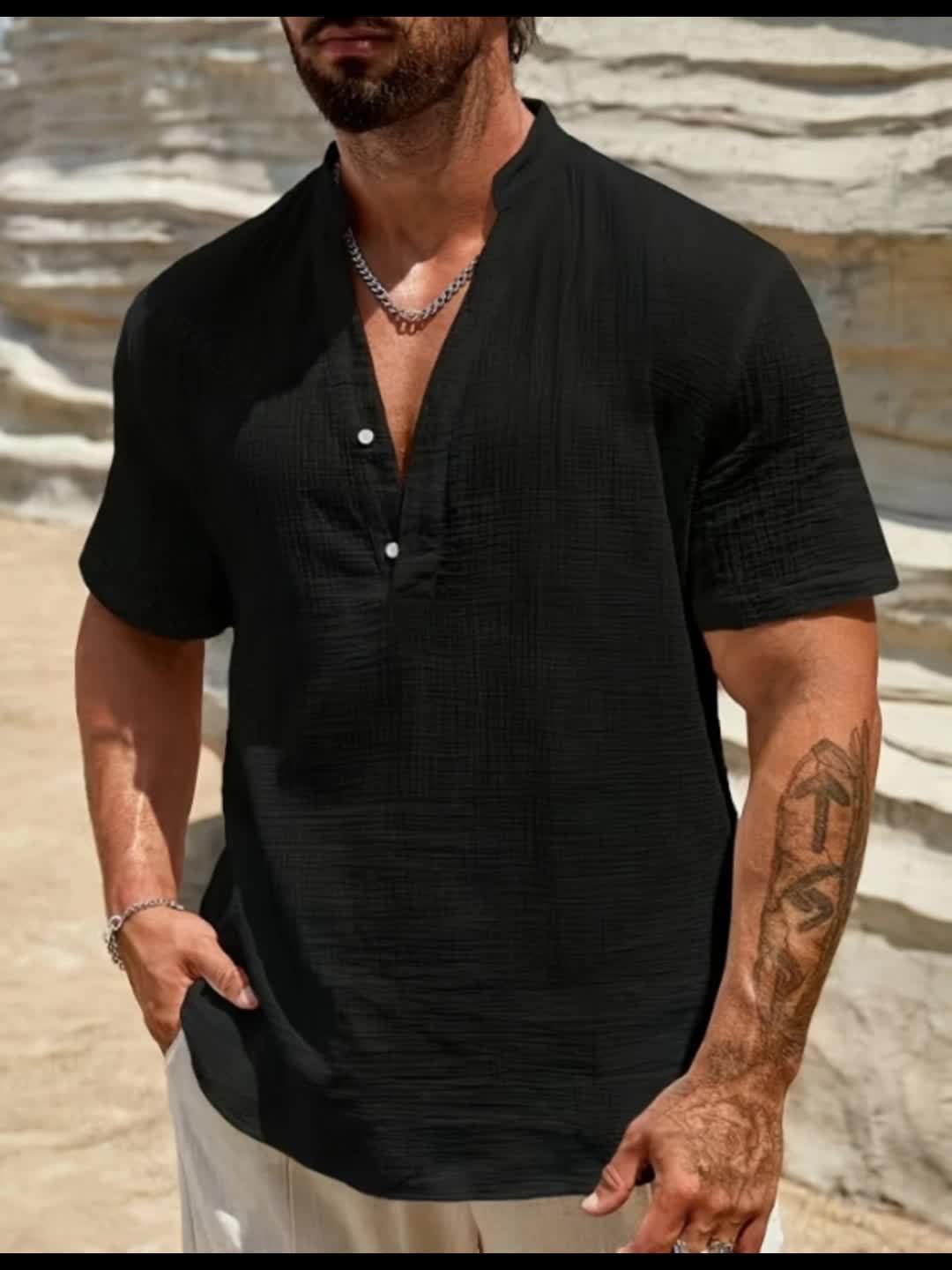 WISEMERE™ | Men's Linen V-Neck Shirt