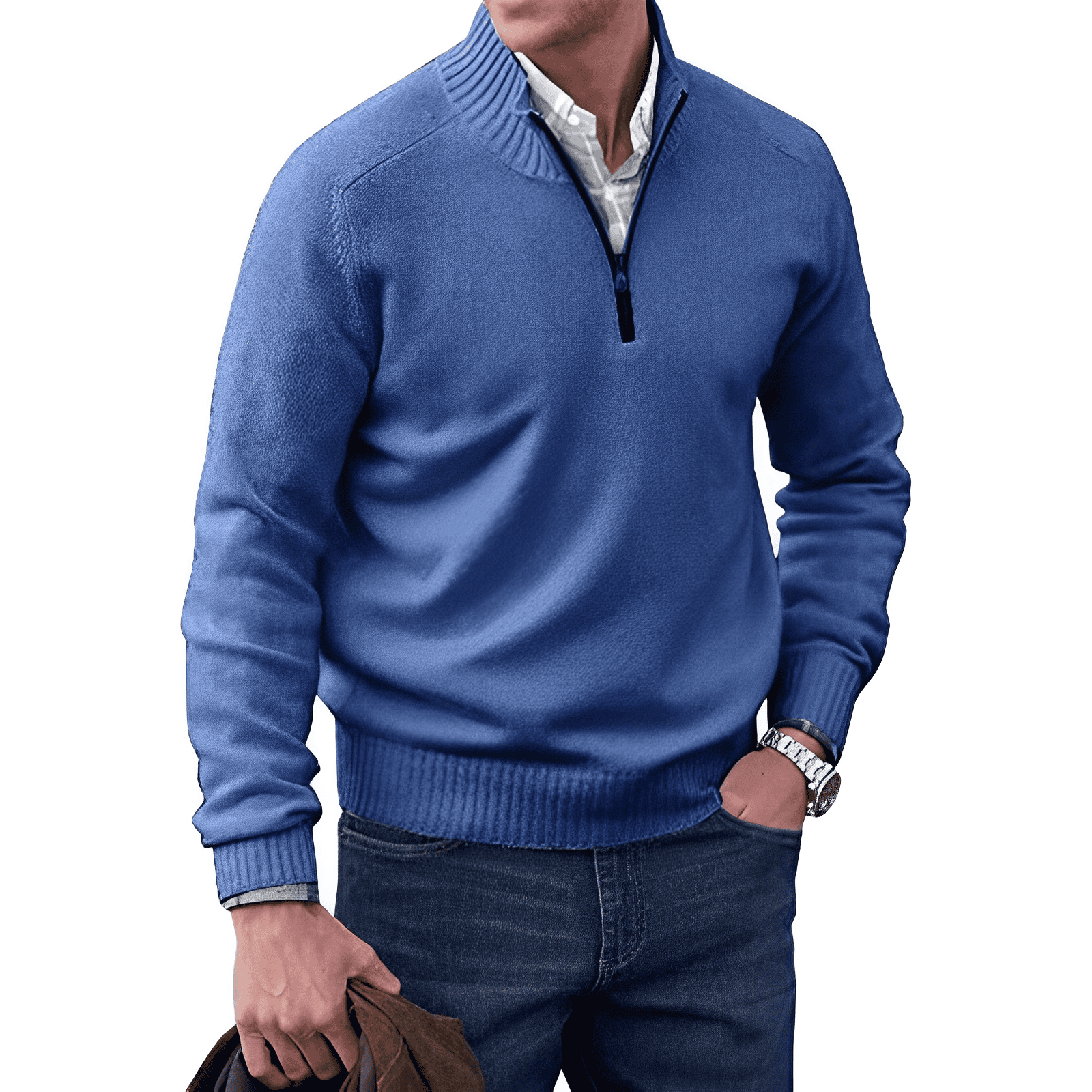 WISEMERE | ZIPPERED KNIT PULLOVER FOR MEN