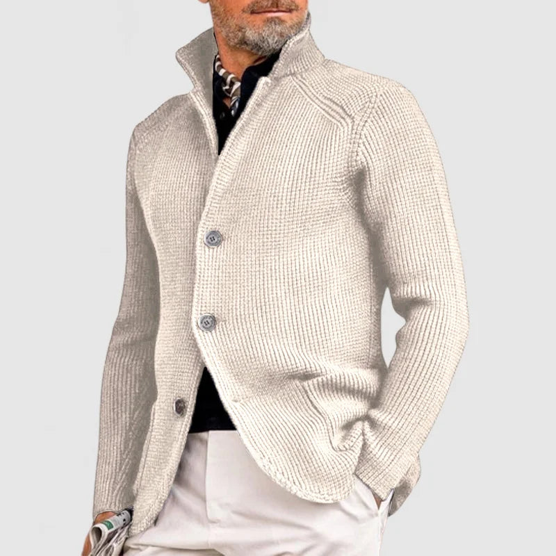 WISEMERE™ | Men's Waffle Knit Stand-Collar Cardigan