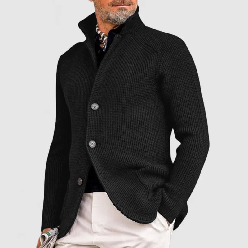 WISEMERE™ | Men's Waffle Knit Stand-Collar Cardigan