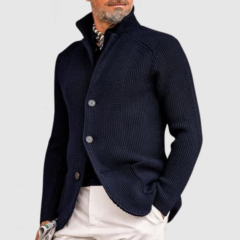 WISEMERE™ | Men's Waffle Knit Stand-Collar Cardigan