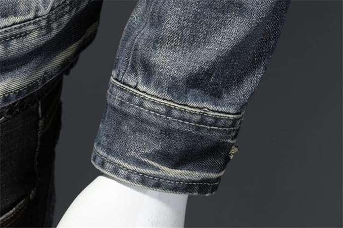 WISEMERE™ | Men's Distressed Denim Moto Jacket
