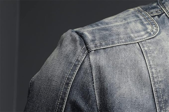 WISEMERE™ | Men's Distressed Denim Moto Jacket