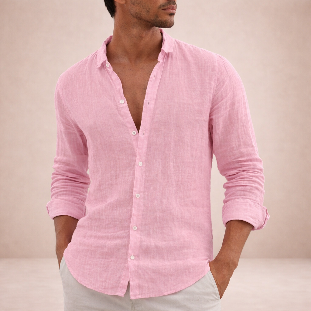 WISEMERE™ | Open-Collar Linen Shirt