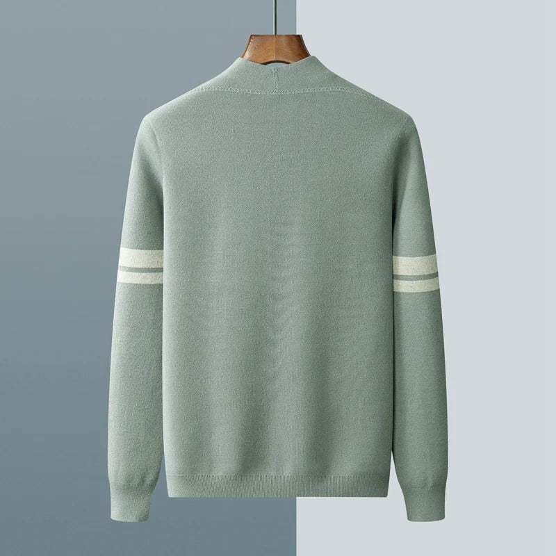 WISEMERE™ | Men's Stripe-Sleeve Button Cardigan