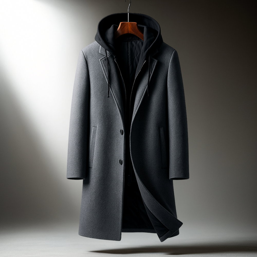 WISEMERE | WOOL HOODED COAT FOR MEN