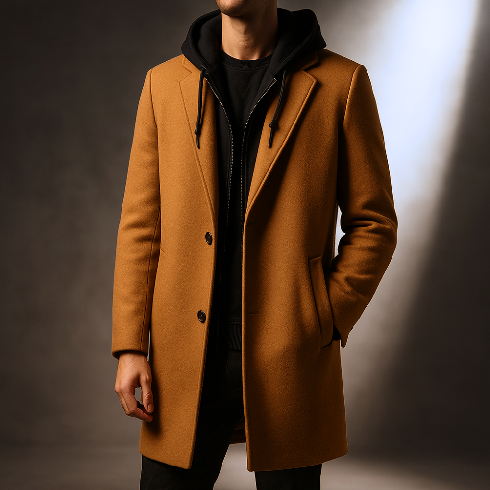 WISEMERE | WOOL HOODED COAT FOR MEN