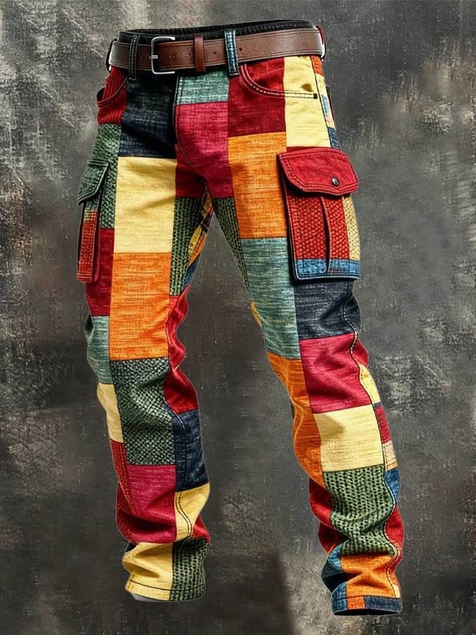 WISEMERE | PATCHWORK CARGO PANTS FOR MEN