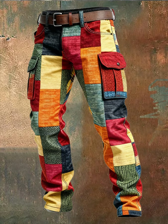 WISEMERE | PATCHWORK CARGO PANTS FOR MEN