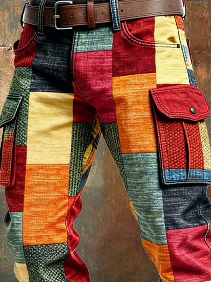WISEMERE | PATCHWORK CARGO PANTS FOR MEN