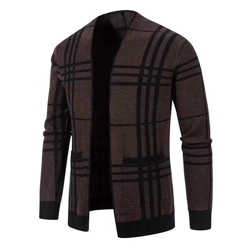 WISEMERE™ | Men's Open-Front Check Knit Cardigan