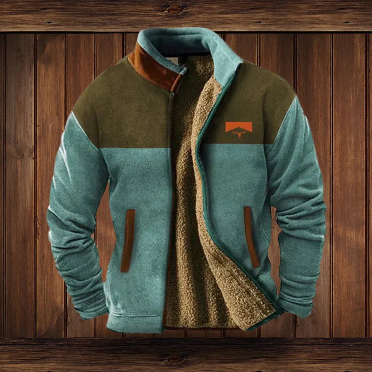 WISEMERE™ | Sherpa-Lined Aztec Print Full-Zip Fleece Cardigan Jacket