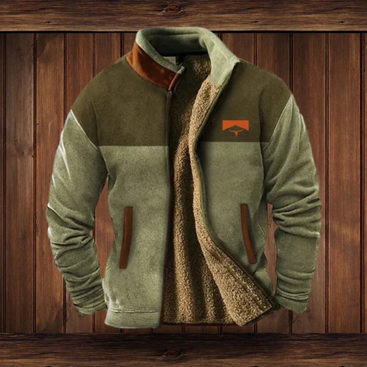 WISEMERE™ | Sherpa-Lined Aztec Print Full-Zip Fleece Cardigan Jacket