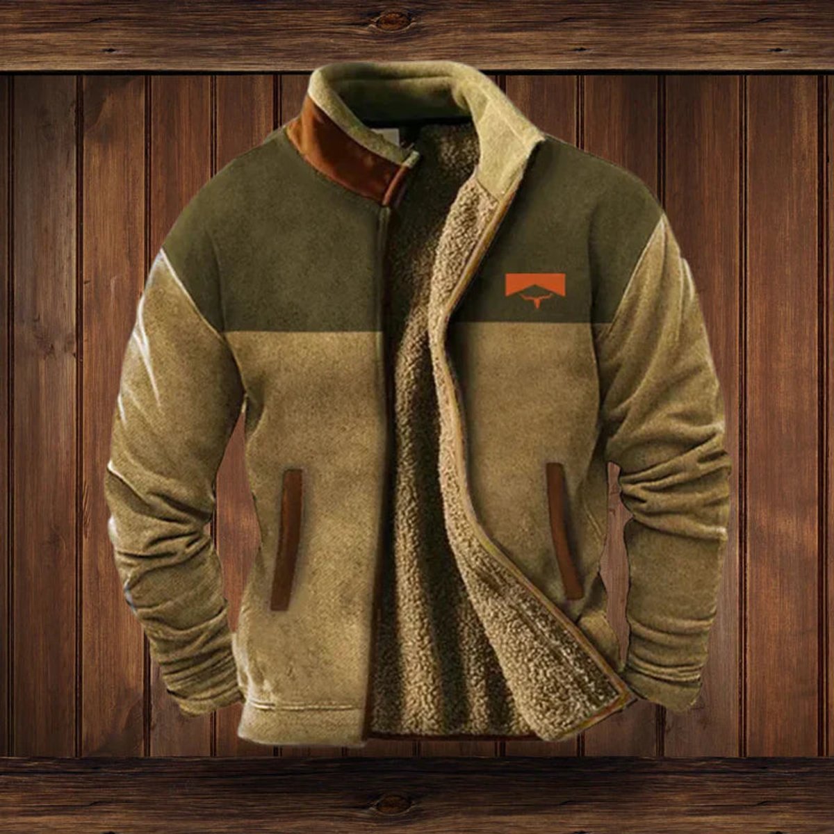 WISEMERE™ | Sherpa-Lined Aztec Print Full-Zip Fleece Cardigan Jacket