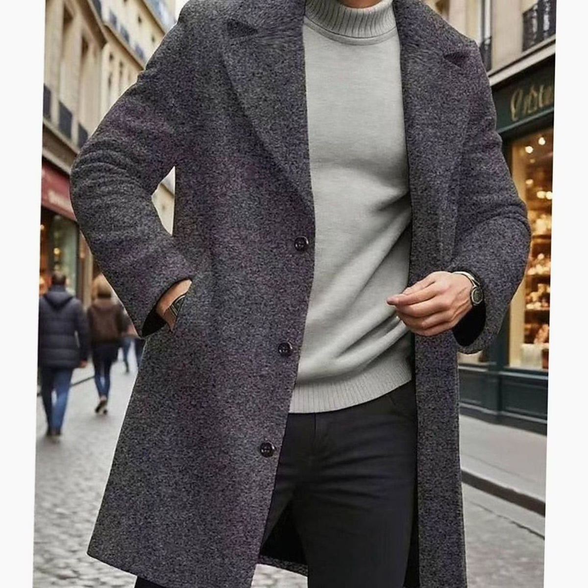 WISEMERE™ | Classic Long Wool Coat Single-Breasted Overcoat