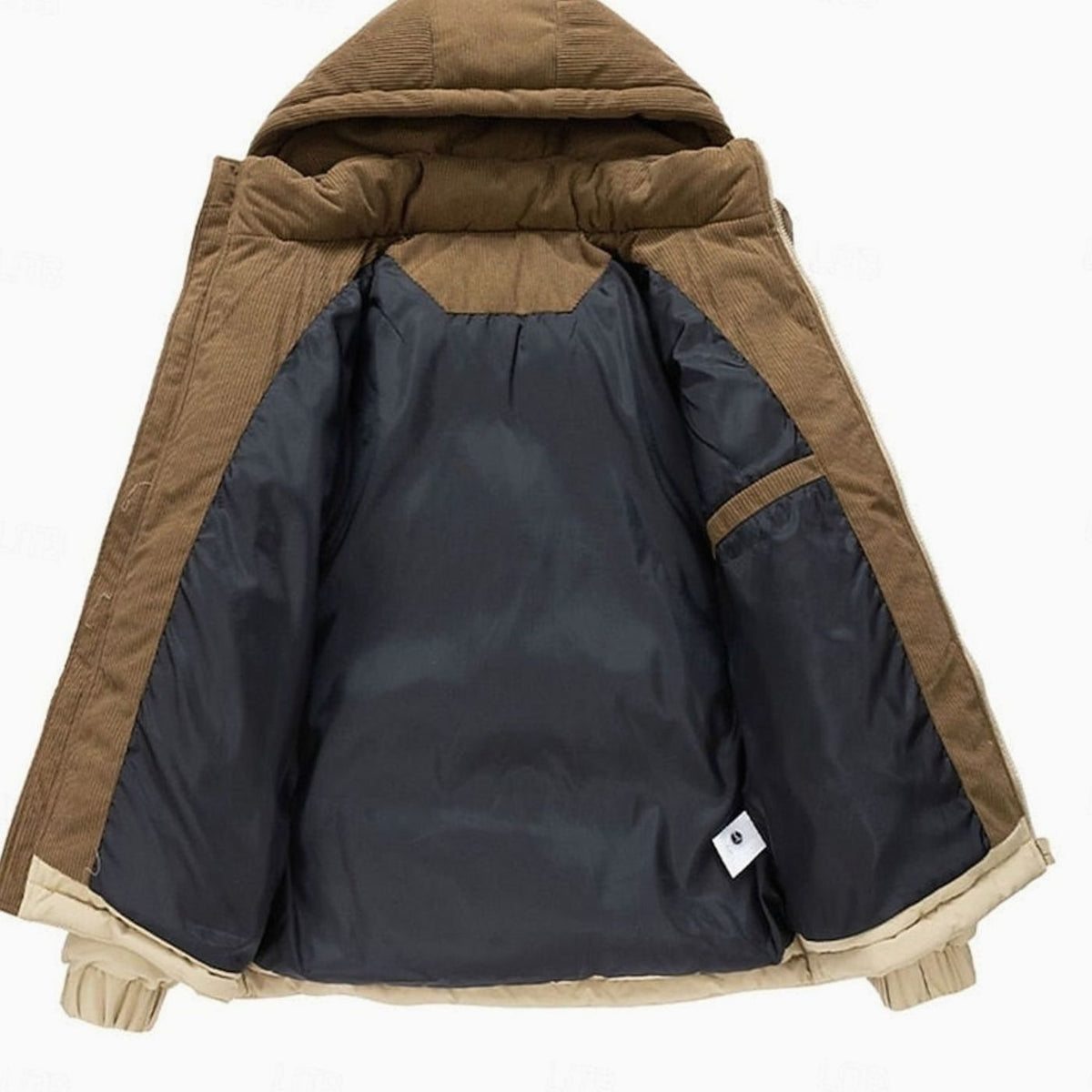 WISEMERE™ | Quilted Hooded Two-Tone Corduroy Puffer Jacket