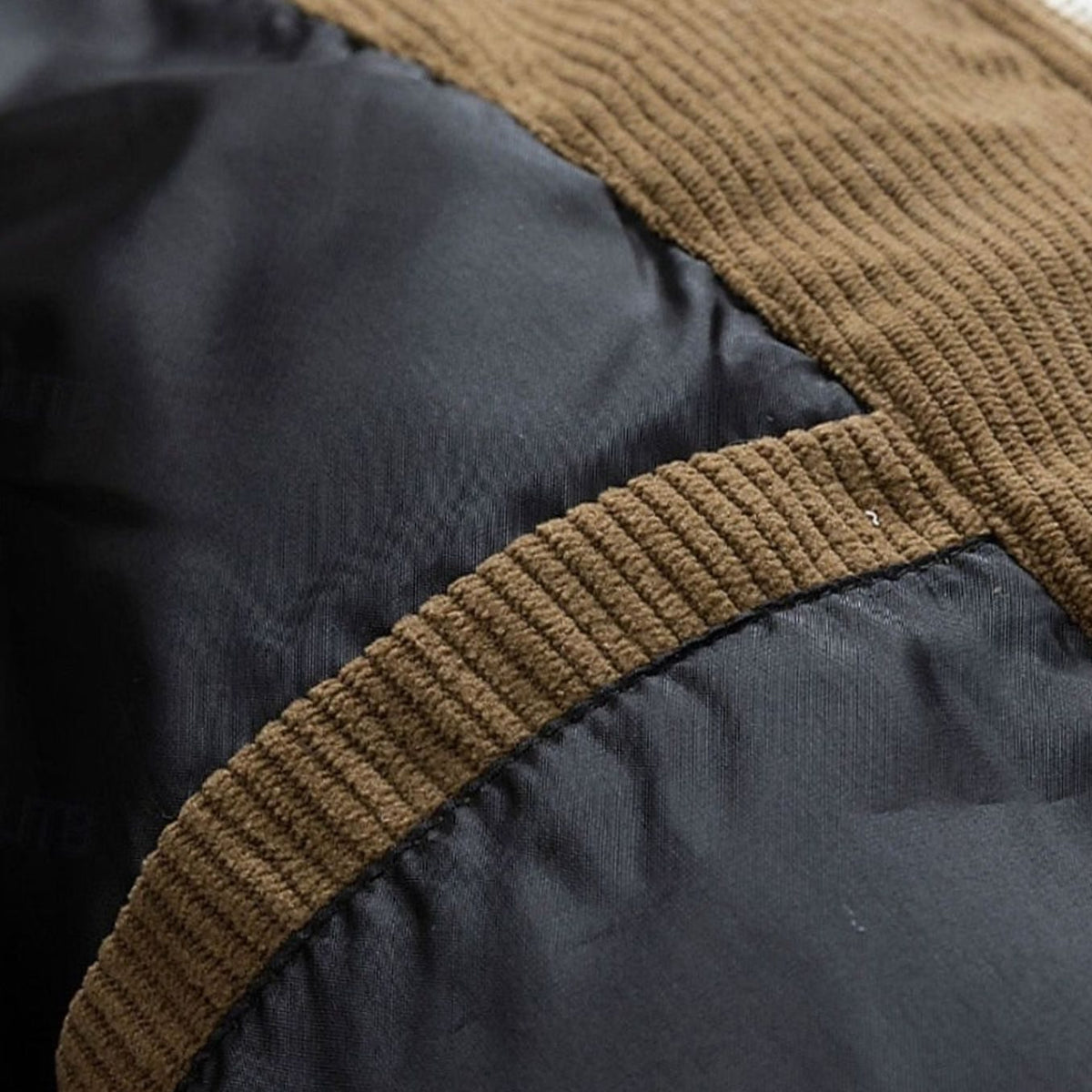WISEMERE™ | Quilted Hooded Two-Tone Corduroy Puffer Jacket