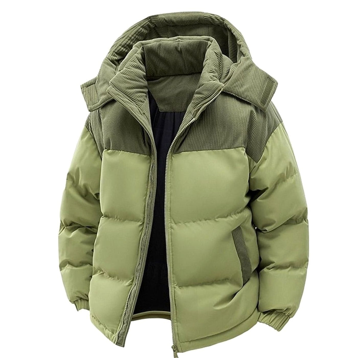 WISEMERE™ | Quilted Hooded Two-Tone Corduroy Puffer Jacket