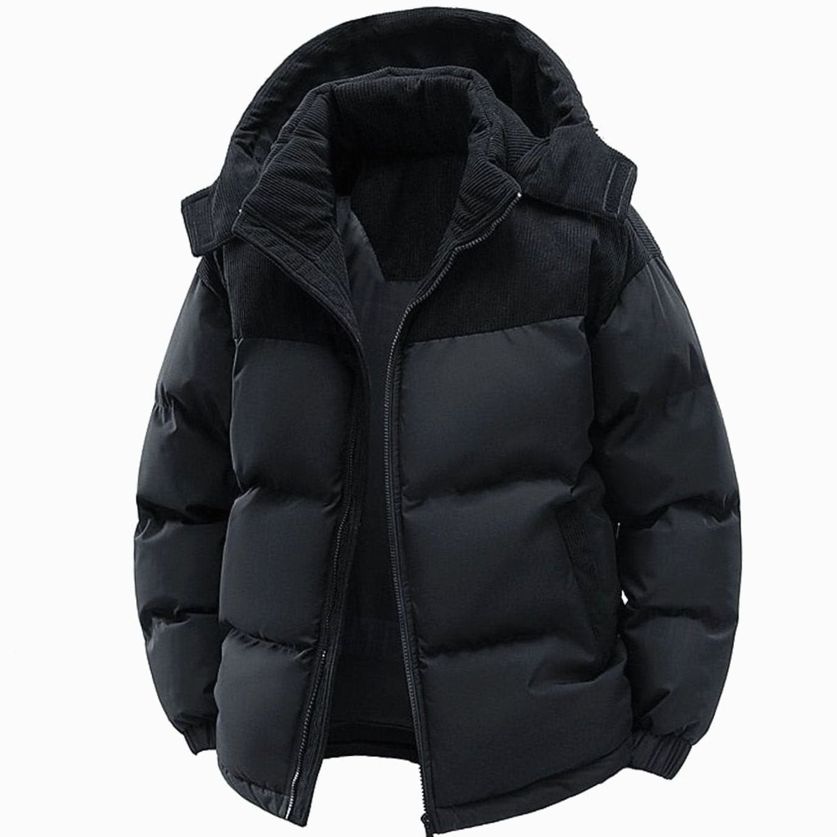 WISEMERE™ | Quilted Hooded Two-Tone Corduroy Puffer Jacket