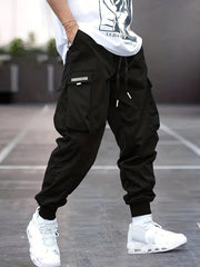 WISEMERE™ | Relaxed-Fit Drawstring Cargo Jogger Pants with Ribbed Ankle Cuffs