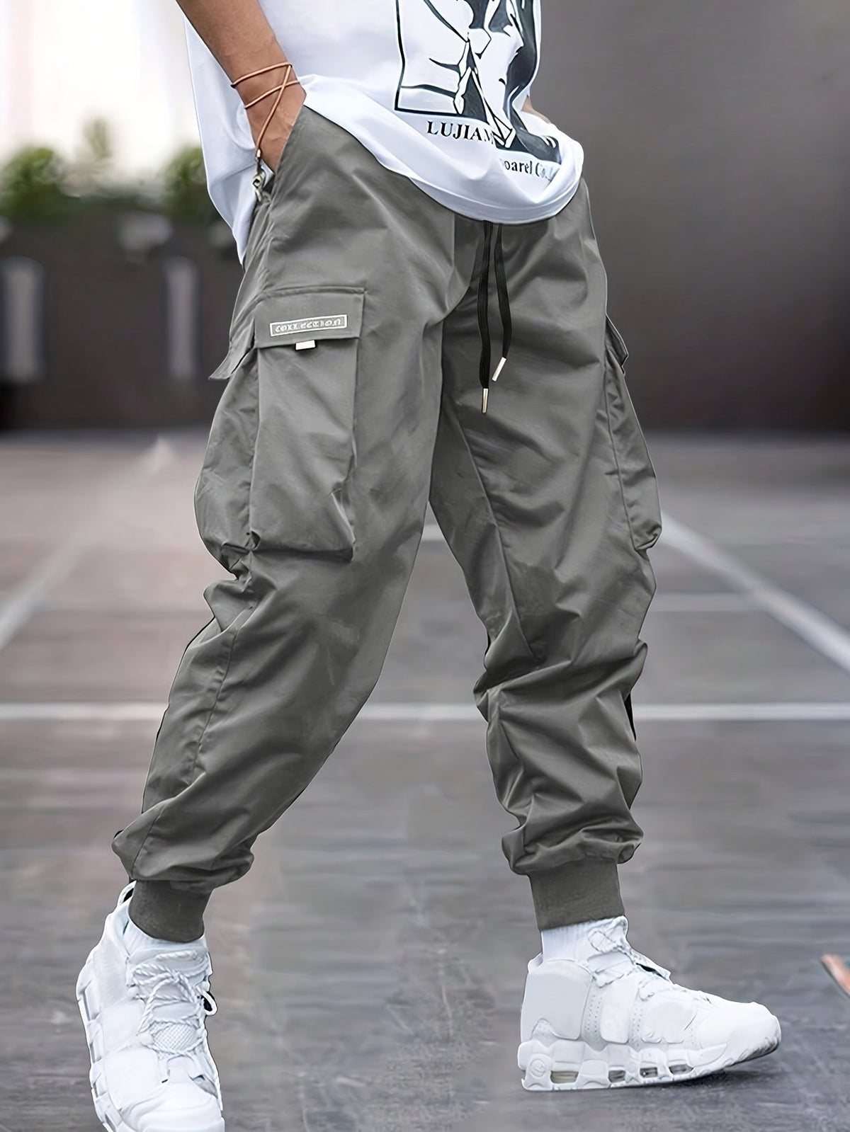 WISEMERE™ | Relaxed-Fit Drawstring Cargo Jogger Pants with Ribbed Ankle Cuffs