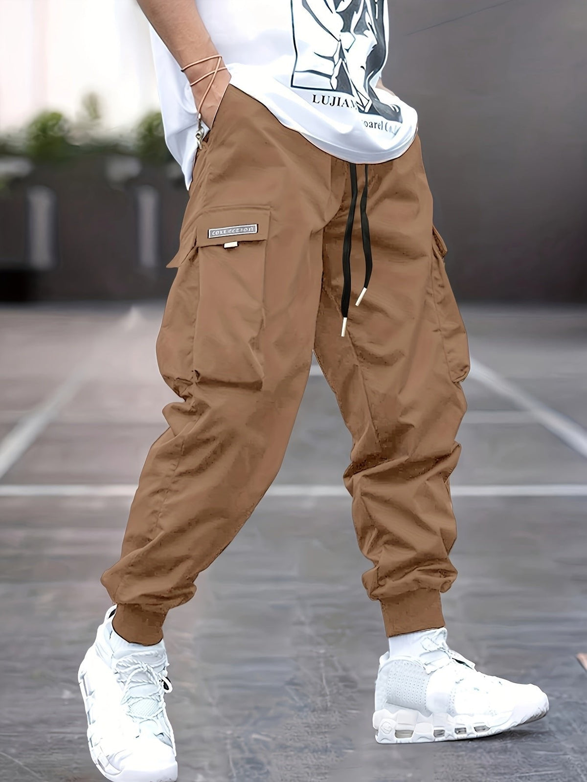 WISEMERE™ | Relaxed-Fit Drawstring Cargo Jogger Pants with Ribbed Ankle Cuffs