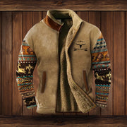 WISEMERE™ | Sherpa-Lined Full-Zip Jacket with Southwestern Print Sleeves