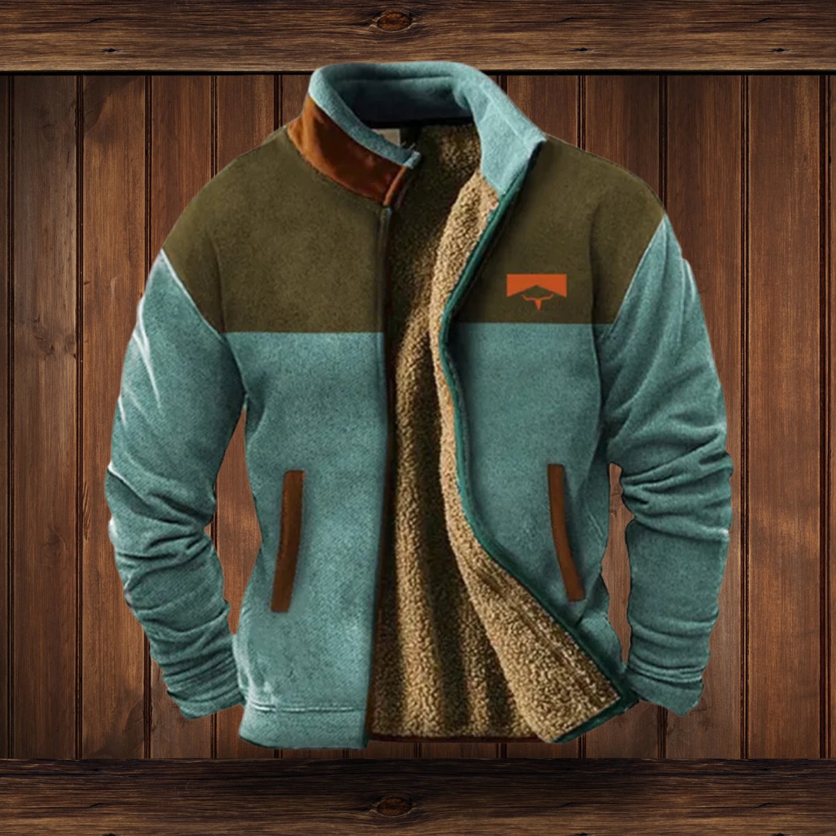 WISEMERE™ | Sherpa-Lined Full-Zip Jacket with Southwestern Print Sleeves