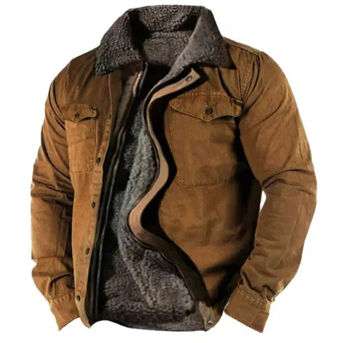 WISEMERE™ | Sherpa-Lined Western Snap-Button Cardigan Jacket