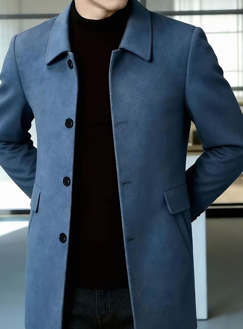 WISEMERE™ | Single-Breasted Wool Overcoat with Classic Collar