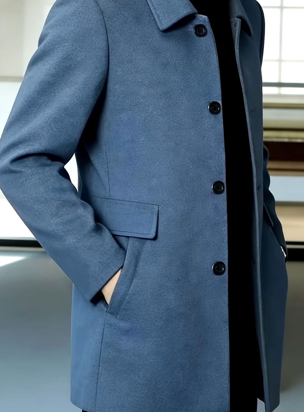 WISEMERE™ | Single-Breasted Wool Overcoat with Classic Collar