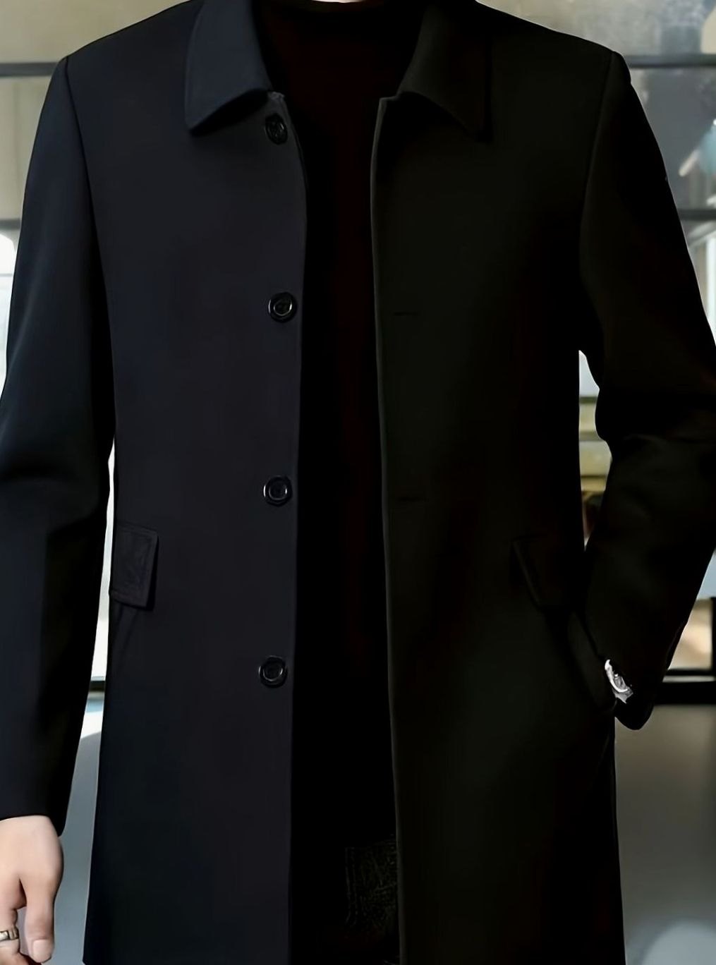 WISEMERE™ | Single-Breasted Wool Overcoat with Classic Collar
