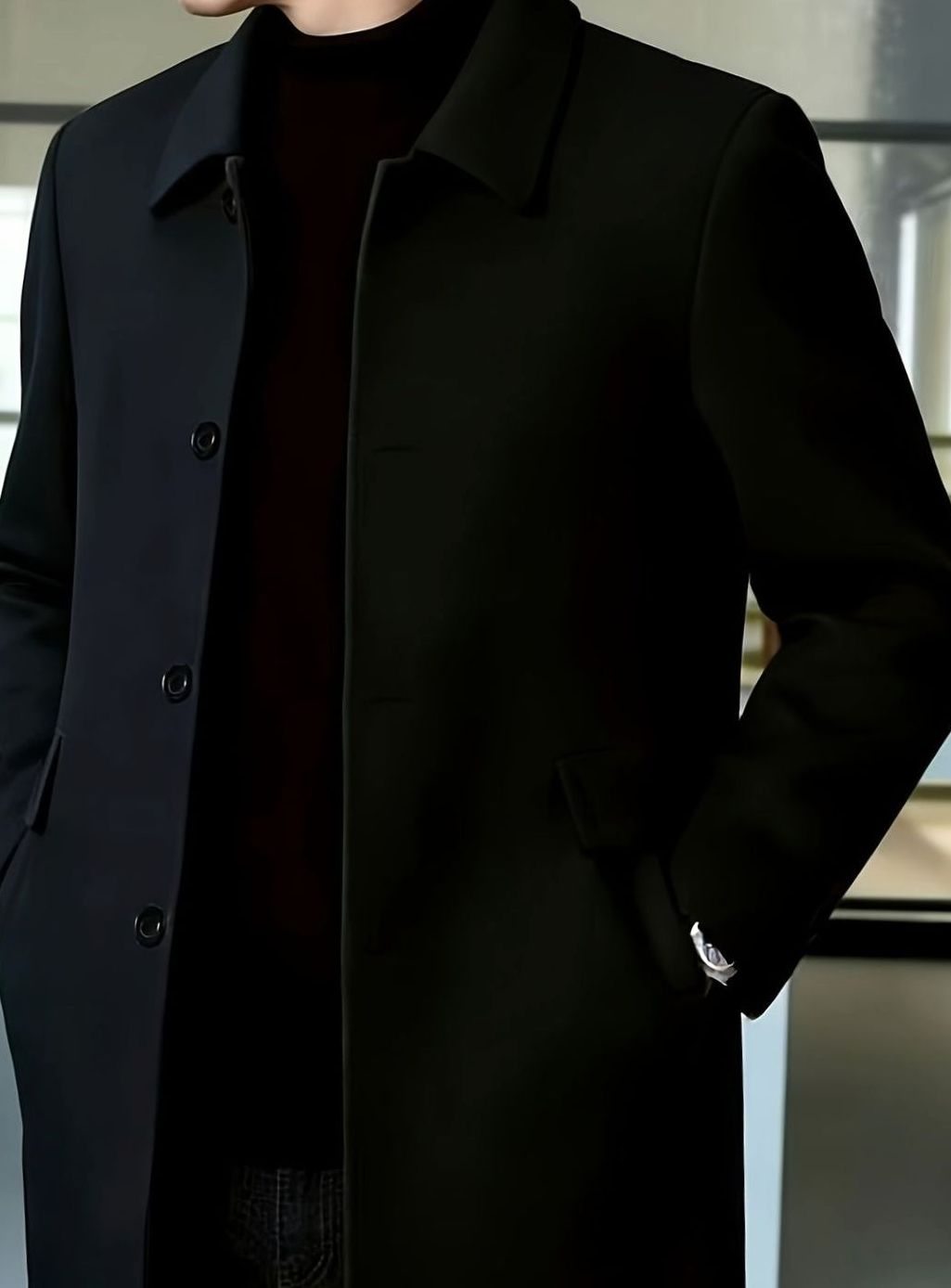 WISEMERE™ | Single-Breasted Wool Overcoat with Classic Collar