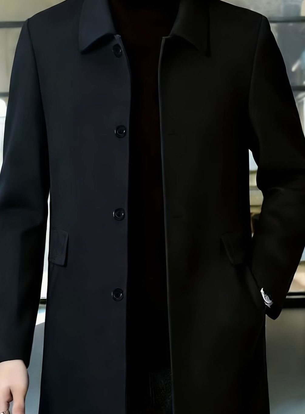 WISEMERE™ | Single-Breasted Wool Overcoat with Classic Collar