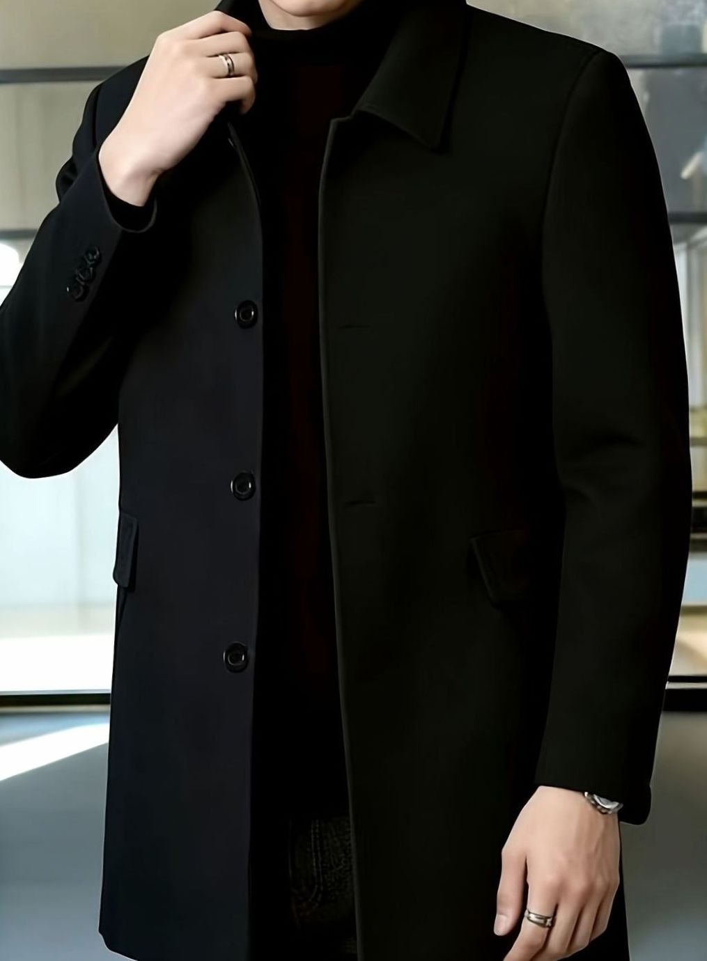 WISEMERE™ | Single-Breasted Wool Overcoat with Classic Collar