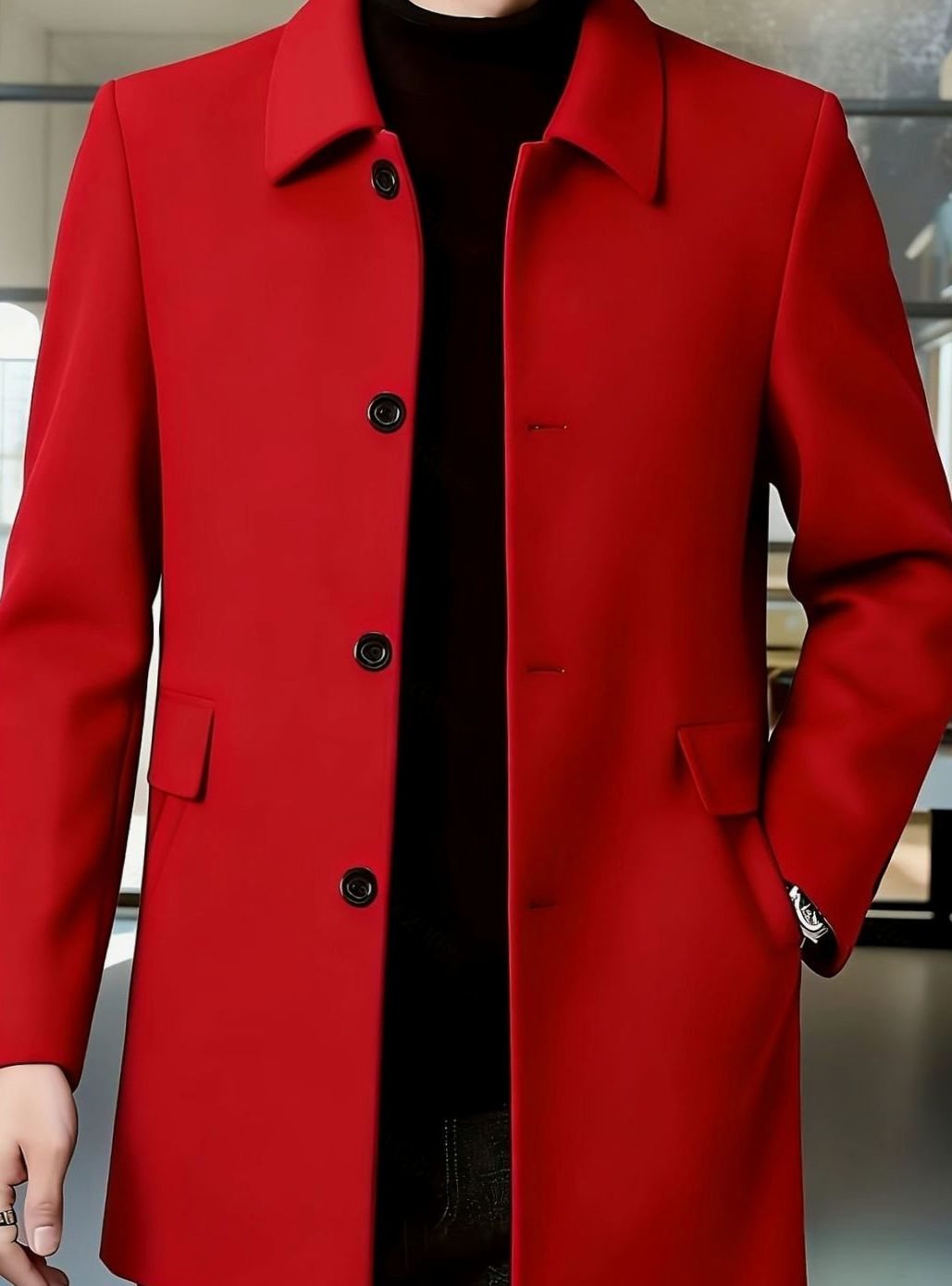 WISEMERE™ | Single-Breasted Wool Overcoat with Classic Collar
