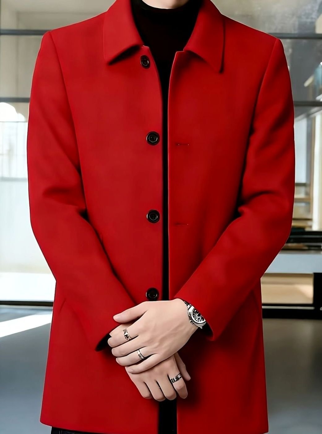 WISEMERE™ | Single-Breasted Wool Overcoat with Classic Collar