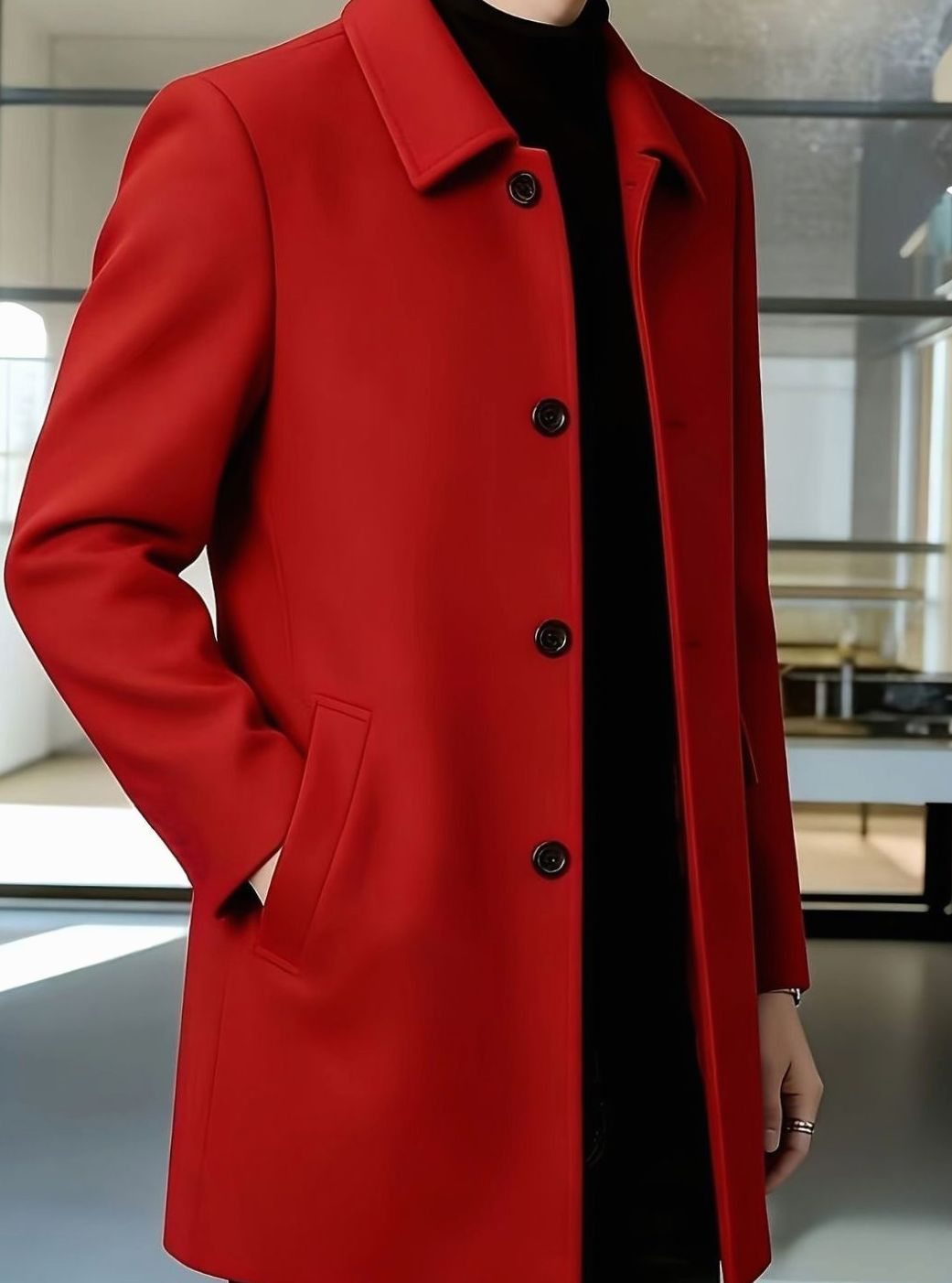 WISEMERE™ | Single-Breasted Wool Overcoat with Classic Collar