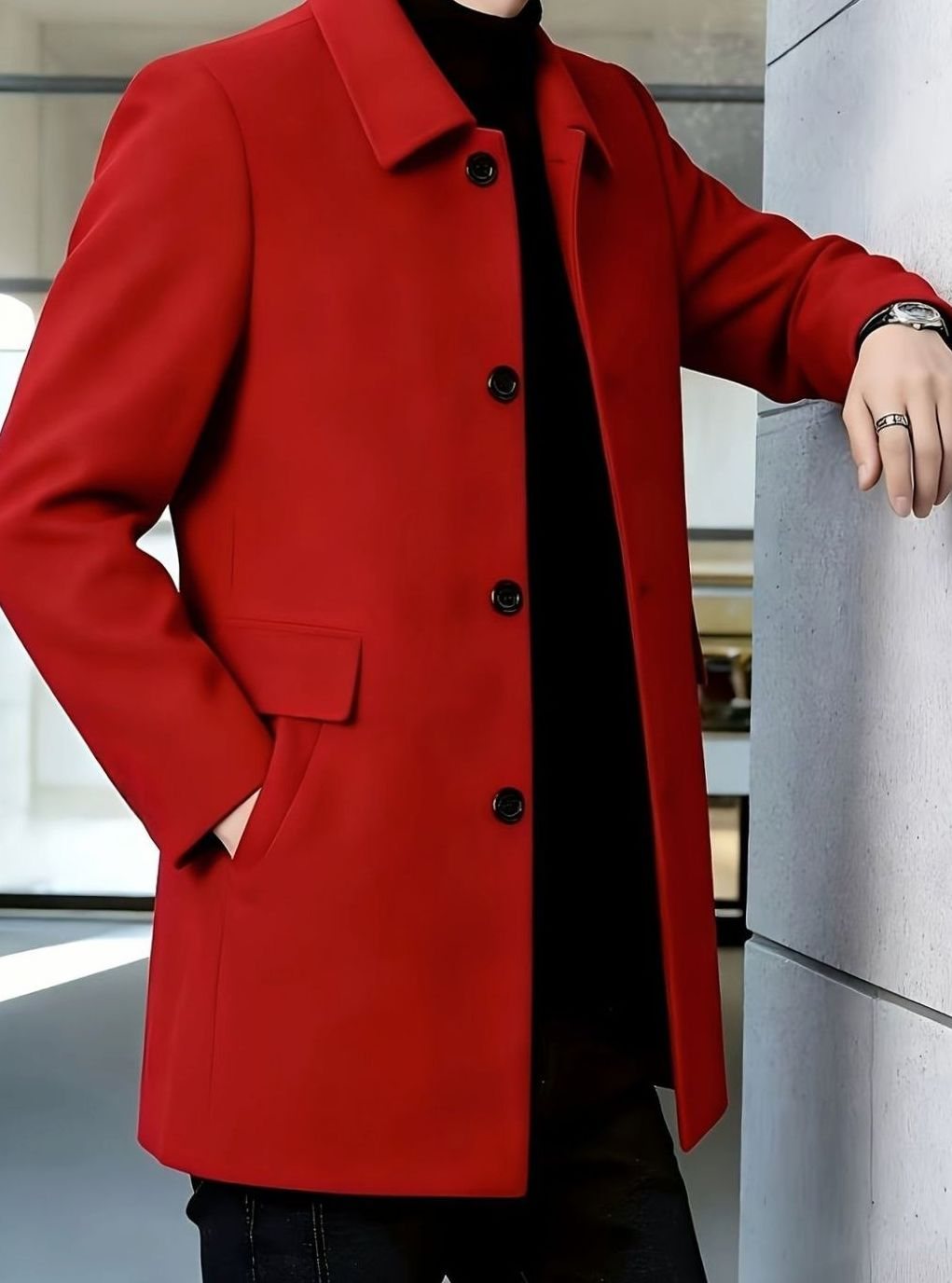 WISEMERE™ | Single-Breasted Wool Overcoat with Classic Collar
