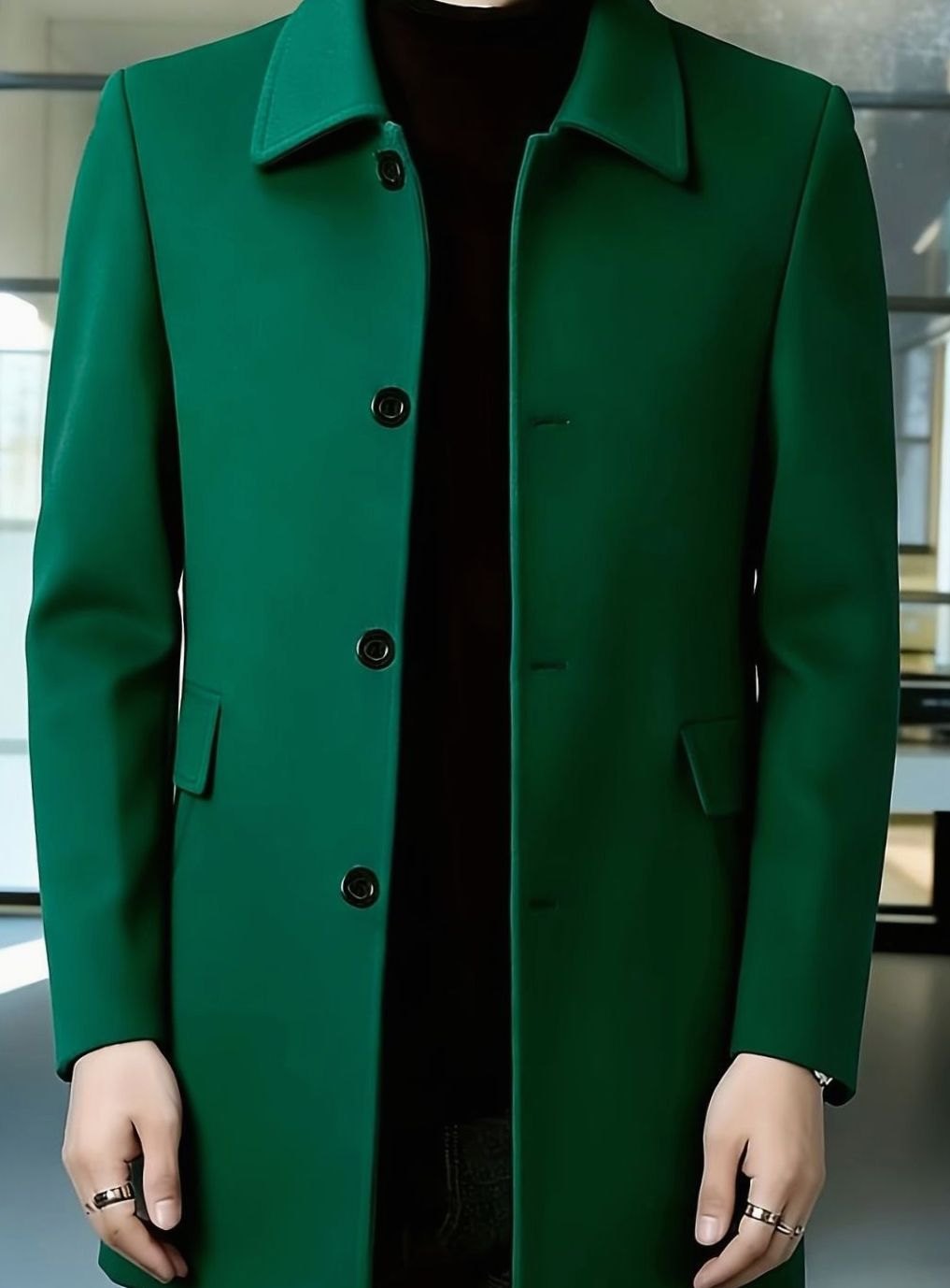 WISEMERE™ | Single-Breasted Wool Overcoat with Classic Collar